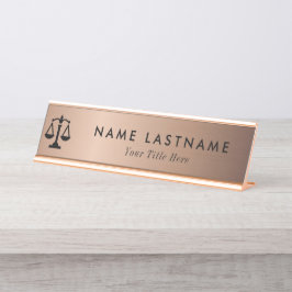 Minimalistisch Roos Gold Attorney Desk Name Bord Bureau Naambordje