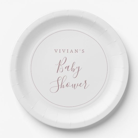 Minimalistisch Roos Gold Baby shower Bord (Voorkant)