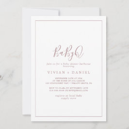 Minimalistisch Roos Gold BabyQ Baby shower Barbecu Kaart
