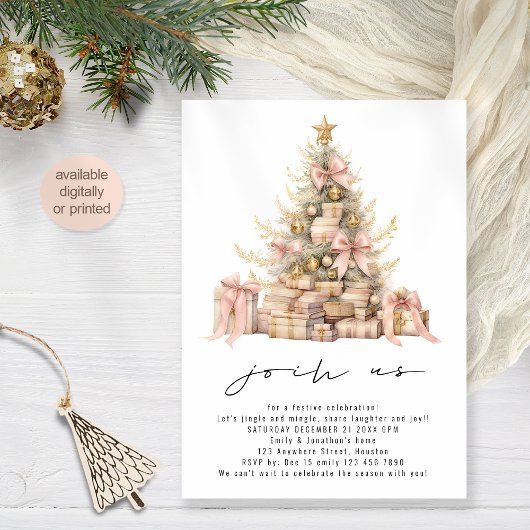 Minimalistisch Roos Gold Blush Kerstfeest Kaart