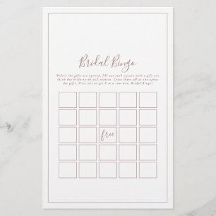 Minimalistisch Roos Gold Bridal Bingo Game Flyer