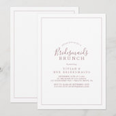 Minimalistisch Roos Gold Bridesmaids Brunch Uitnod Kaart (Voorkant / Achterkant)