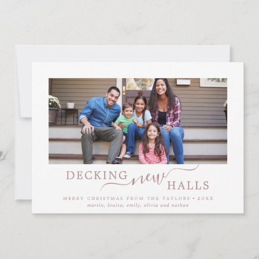 Minimalistisch Roos Gold Decing New Halls Feestdagenkaart (Voorkant)