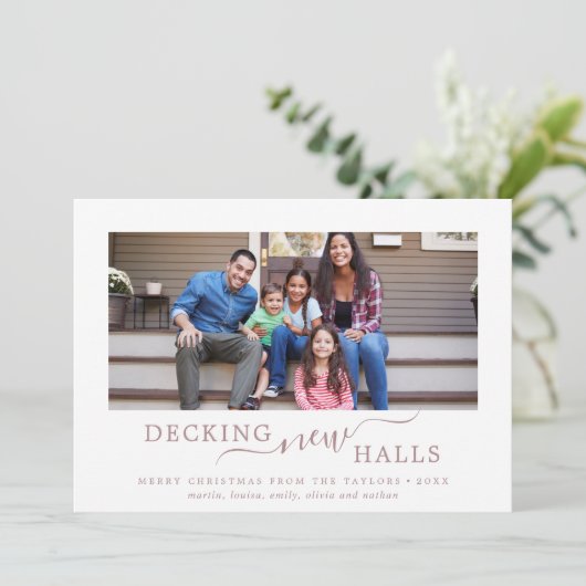 Minimalistisch Roos Gold Decing New Halls Feestdagenkaart (Staand voorkant)