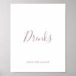 Minimalistisch Roos Gold Drink-teken Poster<br><div class="desc">Dit minimalistische roos gouden drinken bord is perfect voor een eenvoudige gebeurtenis of feestdag. Het moderne romantische ontwerp kenmerkt klassiek roos goud en witte typografie in combinatie met een rustige, maar elegante kalligrafie met stijl met handschrift. in elke kleur. Houd het ontwerp eenvoudig en elegant, zoals het is, of personaliseer...</div>