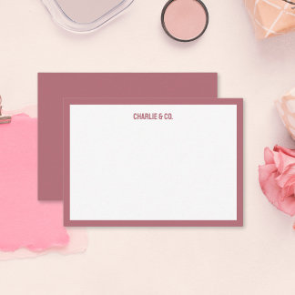 Minimalistisch Roos Gold, enkele rand, personalise Notitiekaartje