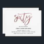 Minimalistisch Roos Gold Foil 60th Birthday Invita Kaart<br><div class="desc">Deze minimalistische uitnodiging van een 60ste verjaardagsfeestje is voorzien van een opvallende folie van roos goud in de vorm van een '60e' tekst. Houd er rekening mee dat de gouden folie van het roos alleen een textuur is, geen echte folie. Voor een meer geavanceerde aanpassing van dit ontwerp, bijvoorbeeld het...</div>