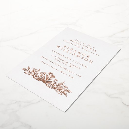 Minimalistisch Roos Gold Foil Botanisch Vrijgezell Folie Uitnodiging (Gedraaid)