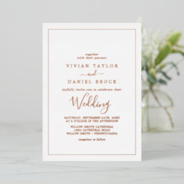 Minimalistisch Roos Gold Foil Wedding Folie Uitnodiging