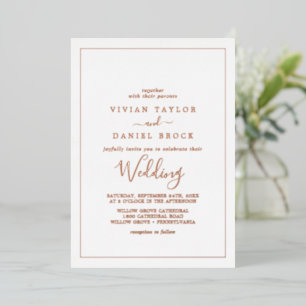 Minimalistisch Roos Gold Foil Wedding Folie Uitnodiging