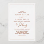 Minimalistisch Roos Gold Foil Wedding Folie Uitnodiging (Voorkant)