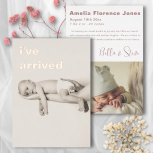 Minimalistisch Roos Gold Foto Baby Aankondiging