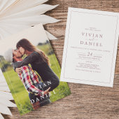 Minimalistisch Roos Gold-foto op de rugbruiloft Kaart