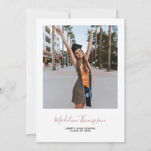 Minimalistisch Roos Gold Foto Ze deed het Afstuder Kaart (Achterkant)