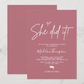 Minimalistisch Roos Gold Heart Ze deed het Afstude Kaart (Voorkant / Achterkant)