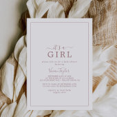 Minimalistisch Roos Gold Het is een meisje Baby sh Kaart