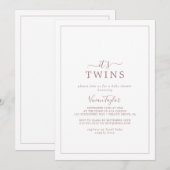 Minimalistisch Roos Gold Het is Twins Baby shower Kaart (Voorkant / Achterkant)