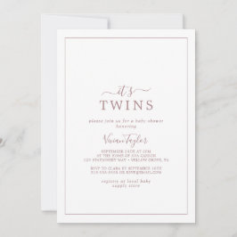 Minimalistisch Roos Gold Het is Twins Baby shower Kaart
