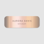 Minimalistisch Roos Gold Modern Business Naamplaatje (Voorkant)