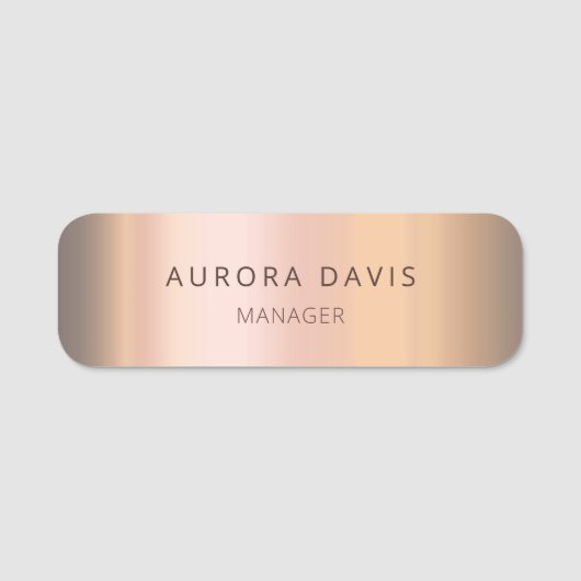 Minimalistisch Roos Gold Modern Business Naamplaatje (Voorkant)