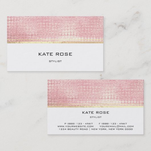 Minimalistisch Roos Gold Peach Roze White Stylist Visitekaartje (Voorkant / Achterkant)