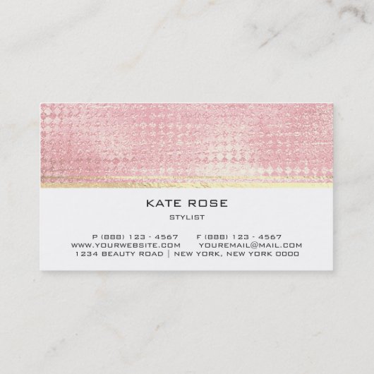 Minimalistisch Roos Gold Peach Roze White Stylist Visitekaartje (Achterkant)