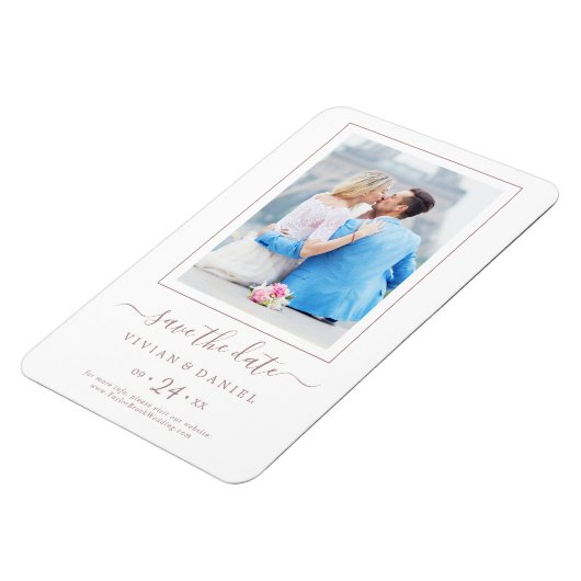 Minimalistisch Roos Gold Photo Save the Date Magne Magneet (Linkerzijde)