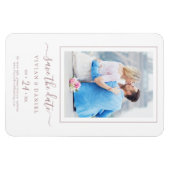 Minimalistisch Roos Gold Photo Save the Date Magne Magneet (Horizontaal)