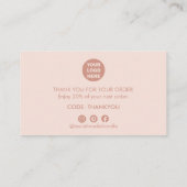 Minimalistisch Roos Gold Pink Bedankt Visitekaartje (Achterkant)