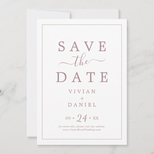 Minimalistisch Roos Gold Save the Date Notice (Voorkant)