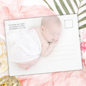 Minimalistisch Roos Gold Script Baby Foto Dank u P Briefkaart
