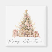 Minimalistisch Roos Gold Script Tree Vrolijk kerst Magneet (Voorkant)