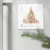 Minimalistisch Roos Gold Script Tree Vrolijk kerst Magneet