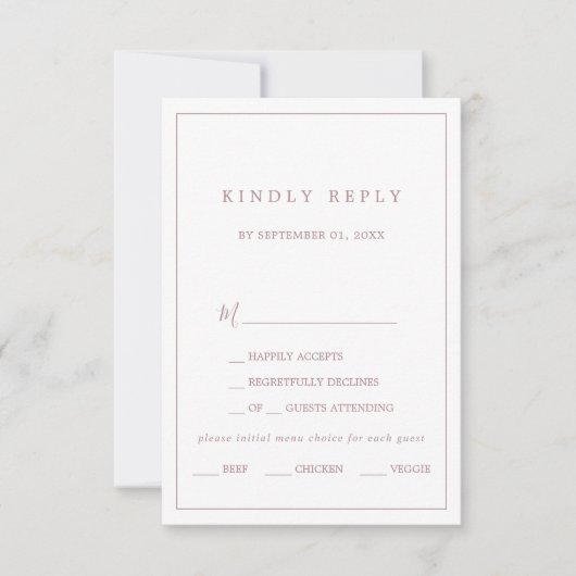 Minimalistisch Roos Gold Typografie Menu Keuze RSV (Voorkant)
