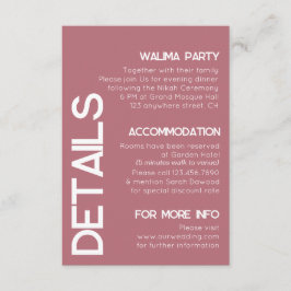 Minimalistisch Roos Gold Typography Weddenschap De Informatiekaartje