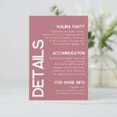 Minimalistisch Roos Gold Typography Weddenschap De Informatiekaartje (Staand voorkant)