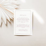 Minimalistisch Roos Gold Typography Weddenschap De Informatiekaartje<br><div class="desc">Deze minimalistische roos goudtipografie bruiloft is perfect voor een eenvoudige bruiloft. Het moderne romantische ontwerp kenmerkt klassiek roos goud en witte typografie.  in elke kleur. Houd het ontwerp eenvoudig en elegant,  zoals het is,  of personaliseer het door uw eigen grafiek en kunstwerk toe te voegen.</div>