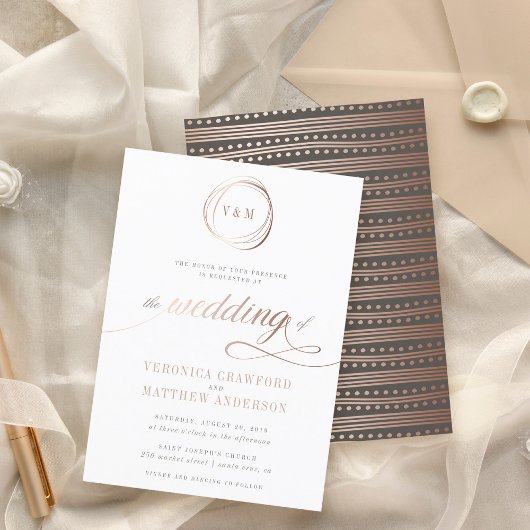 Minimalistisch Roos Gold Typography Wedding Kaart