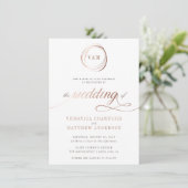 Minimalistisch Roos Gold Typography Wedding Kaart (Staand voorkant)