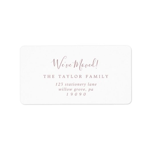 Minimalistisch Roos Gold We hebben een nieuw adres Etiket (Voorkant)