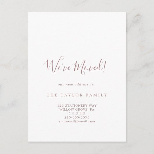 Minimalistisch Roos Gold We hebben ons verplaatst Aankondigingskaart (Voorkant)