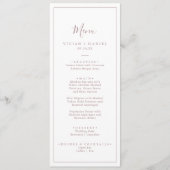 Minimalistisch Roos Gold Weddenmenu Menu (Voorkant)