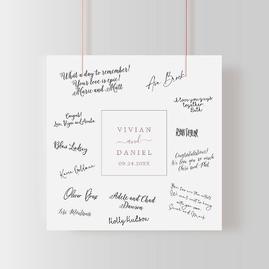Minimalistisch Roos Gold Wedding Guest Signing Pos Poster