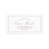 Minimalistisch Roos Gold Wedding RSVP-Adresetikett Etiket (Voorkant)