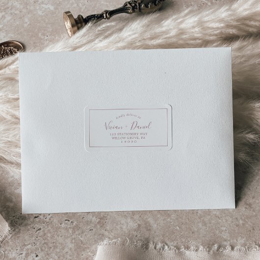 Minimalistisch Roos Gold Wedding RSVP-Adresetikett Etiket