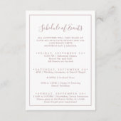 Minimalistisch Roos Gold Wedding Schedule of Event Informatiekaartje (Voorkant)
