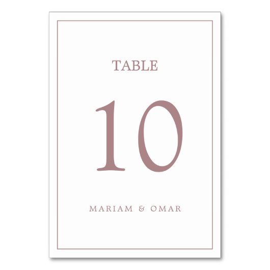 Minimalistisch Roos Gold Wedding Table Number aan  Kaart (Voorkant)