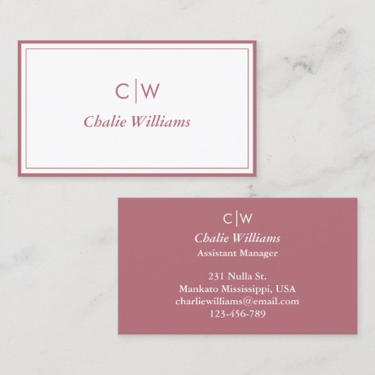 Minimalistisch Roos goud, 2 randen Visitekaartje (Voorkant / Achterkant)