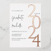 Minimalistisch Roos Goud Afstuderen Folie Uitnodiging (Voorkant)