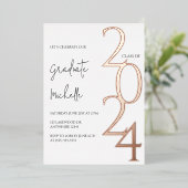 Minimalistisch Roos Goud Afstuderen Folie Uitnodiging (Staand Voorkant)